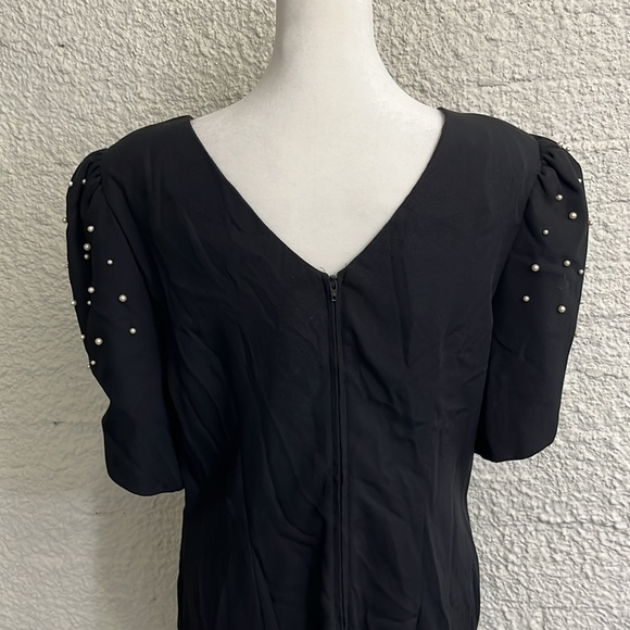 Vintage 80’s Michael Marcella Black Dress with Pearl Sleeves - Picture 4 of 7